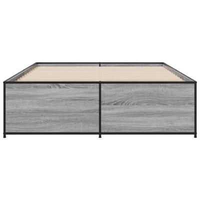 Bedframe bewerkt hout metaal grijs sonoma eiken 140x200 cm - thumbnail
