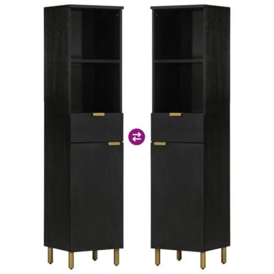 Badkamerkast 38x33x160 cm massief mangohout zwart