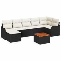 Tuinbankenset met opslag 8 pcs Zwart en Crème poly rattan - thumbnail