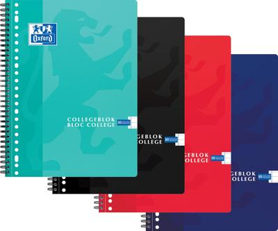Collegeblok Oxford School A4+ lijn 23-gaats 160 pagina's 80gr assorti Collegeblok Oxford School A4+ lijn 23-gaats 160 pagina's 80gr assorti