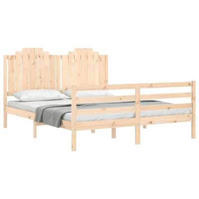 Bedframe met hoofdbord massief hout 160x200 cm