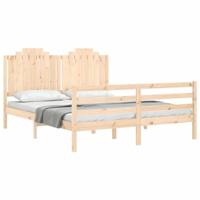 Bedframe met hoofdbord massief hout 160x200 cm - thumbnail