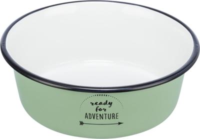 TRIXIE VOERBAK DRINKBAK EMAILLE / RVS GROEN 12X12 CM 300 ML