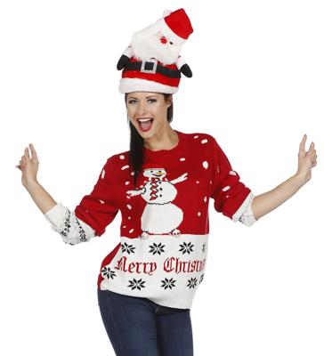 Kersttrui rood sneeuwman