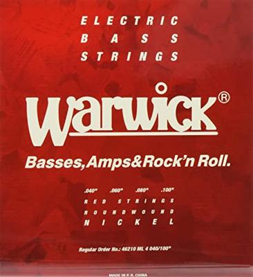 Warwick 46210 ML Red Strings Nickel-Plated Steel 4-String Medium Light .040-.100 elektrische basgitaarsnaren
