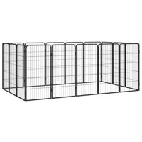 VidaXL Hondenkennel 16 panelen 50 x 100 cm gepoedercoat staal zwart - thumbnail
