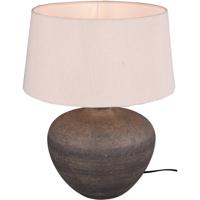 LED Tafellamp - Tafelverlichting - Trion Leau - E27 Fitting - Rond - Mat Bruin - Keramiek - thumbnail