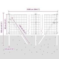 VidaXL Hek met paal grijs 0,8 x 25 m staal en pvc - thumbnail
