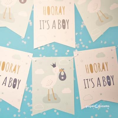 Huldeschild Hooray It&apos;s a Boy (50x50cm)