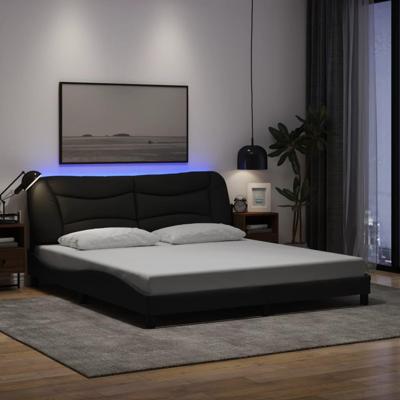 Bedframe met LED zonder matras 180x200 cm stof zwart