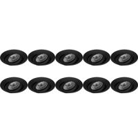 Spot Armatuur 10 Pack - Pragmi Uranio Pro - GU10 Inbouwspot - Rond - Zwart - Aluminium - Kantelbaar - Ø82mm - thumbnail