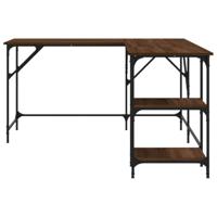 Bureau 139x139x75 cm bewerkt hout bruineikenkleurig - thumbnail