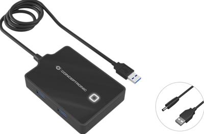 Conceptronic HUBBIES11B interface hub USB 3.2 Gen 1 (3.1 Gen 1) Type-A 5000 Mbit/s Zwart