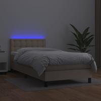 Boxspring met matras en LED kunstleer cappuccinokleur 120x200cm - thumbnail