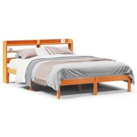 Bedframe met hoofdbord massief grenenhout wasbruin 160x200 cm - thumbnail