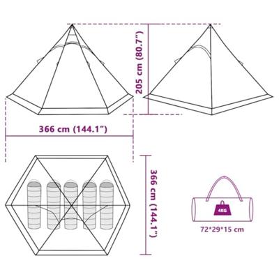 VidaXL Tipitent 5-persoons waterdicht grijs