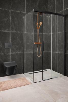 Ben IMotion douchecabine met schuifdeur naar rechts incl. antikalk 120x90x206cm mat zwart