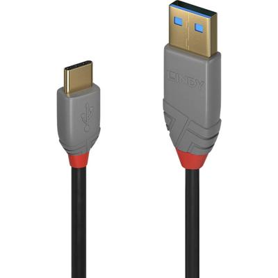 LINDY 36887 USB-kabel USB 2.0 USB-A stekker, USB-C stekker 2.00 m Zwart