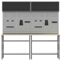 Werkbankset met plank 8 pcs Zwart en Grijs Gepoedercoat staal - thumbnail