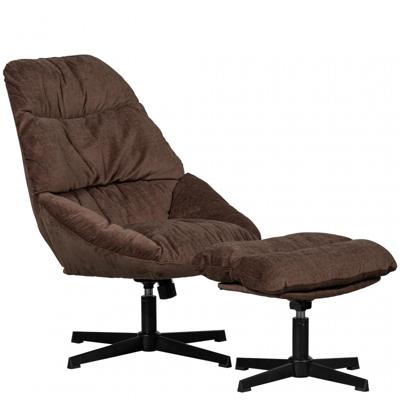 WOOOD Draaifauteuil 'Yaro' Met hocker, kleur Espresso