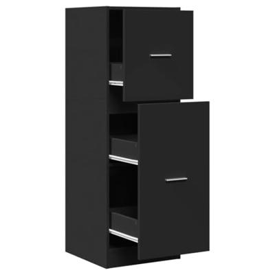 Apothekerskast 40x41x118 cm bewerkt hout zwart - thumbnail