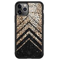 iPhone 11 Pro Max glazen hardcase - Chevron luipaard - thumbnail