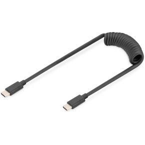 Digitus AK-300431-006-S USB-C Adapter [1x USB-C - 1x USB-C] Zwart Spiraalkabel 1 m