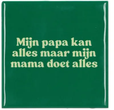 Daan Kromhout Design tegeltje keramiek papa en mama 10x10cm groen