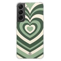 Samsung Galaxy S22 shockproof hoesje - Groen hart swirl - thumbnail
