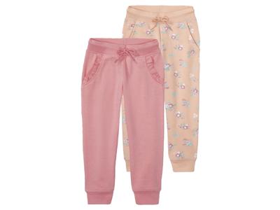 lupilu 2 kinder joggingbroeken (Roze/Abrikoos, 122/128)
