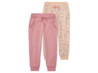 lupilu 2 kinder joggingbroeken (Roze/Abrikoos, 122/128) - thumbnail