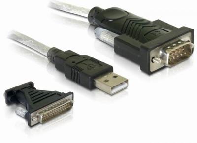 DeLOCK 61308 kabeladapter/verloopstukje USB 2.0 DB9-DB25 Zwart