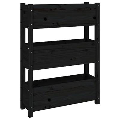VidaXL Plantenbak 77x25x104,5 cm massief grenenhout zwart