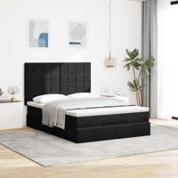 Ottoman bed met matrassen en LED's 140x190cm fluweel zwart - thumbnail