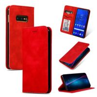 Retro huid voelen Business magnetische horizontale Flip lederen case voor Samsung Galaxy S10 E (rood) - thumbnail
