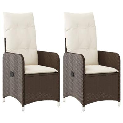 Tuinstoelen 2 st verstelbaar met kussens poly rattan bruin Tuinstoelen 2 st verstelbaar met kussens poly rattan bruin