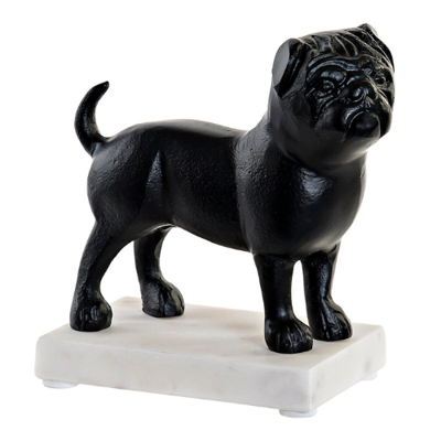 Ornament metaal - ornament Mops - ornament zwart