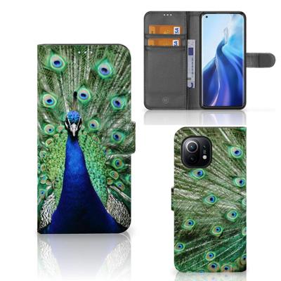 Xiaomi Mi 11 | Telefoonhoesje | Met pasjeshouder | Pauw