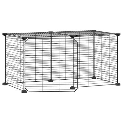 VidaXL Huisdierenkooi met deur 8 panelen 35x35 cm staal zwart