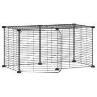 VidaXL Huisdierenkooi met deur 8 panelen 35x35 cm staal zwart - thumbnail