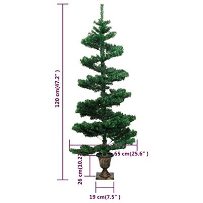 VidaXL Kunstkerstboom met verlichting en pot 120 cm pvc groen