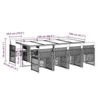 9-delige Tuinset met kussens poly rattan lichtgrijs - thumbnail