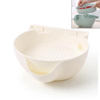 Keuken dubbele laag fruit Bowl wassen mand luie beugel snack noten Bowl (wit) - thumbnail
