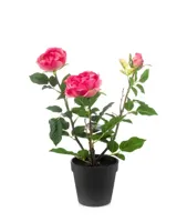 Kunstplant Roos in pot fuchsia - 40cm - thumbnail