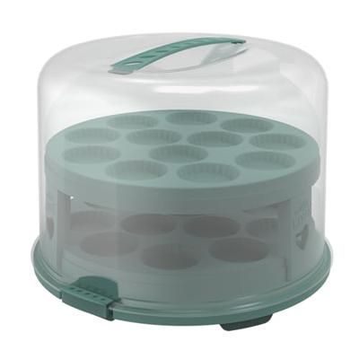 Rotho Fresh Taartdoos XL + Cupcake-Houders 35.5x34.5x26 cm Mistletoe Groen/Transparant