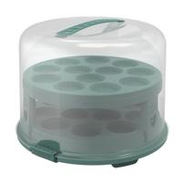 Rotho Fresh Taartdoos XL + Cupcake-Houders 35.5x34.5x26 cm Mistletoe Groen/Transparant - thumbnail