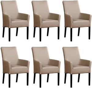 Set van 6 Taupe leren landelijke eetkamerstoelen Just - Toledo Leer Khaki (taupe leer) Set van 6 Taupe leren landelijke eetkamerstoelen Just - Toledo Leer Khaki (taupe leer)