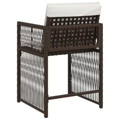 Tuinstoelen 4 st met kussens poly rattan bruin