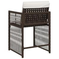 Tuinstoelen 4 st met kussens poly rattan bruin - thumbnail