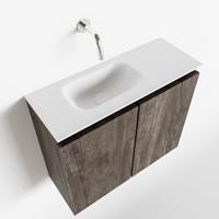 MONDIAZ TURE 60cm toiletmeubel dark brown. EDEN wastafel talc links geen kraangat - thumbnail